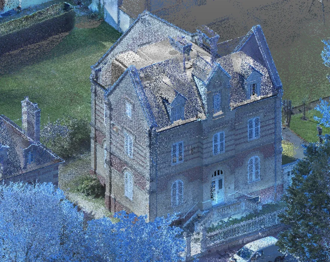 Exemple de nuage de points 3D sur un b&acirc;timent