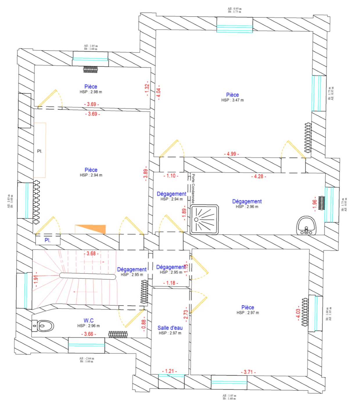 Exemple de plan issu d'un relevé de scan 3D transmis par le cabinet